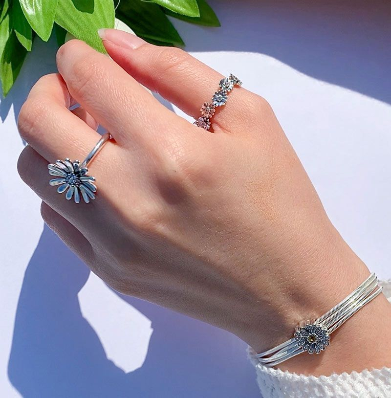 Pave Daisy Flower 198817C01 by Pandora silver color