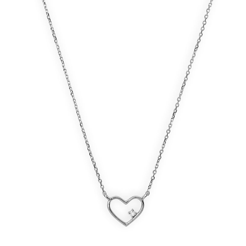Heart Necklace Silver Heart Pendant Open Heart Necklace Girlfriend Gift Asymmetric Sterling Silver Pendant